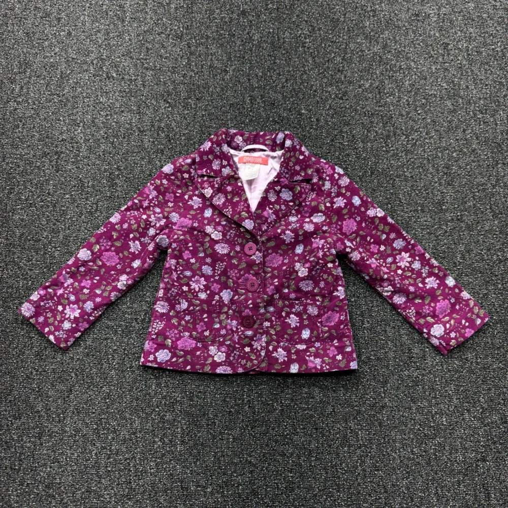 Gymboree Corduroy Floral Blazer Jacket Girls Size 4 Purple cottagecore